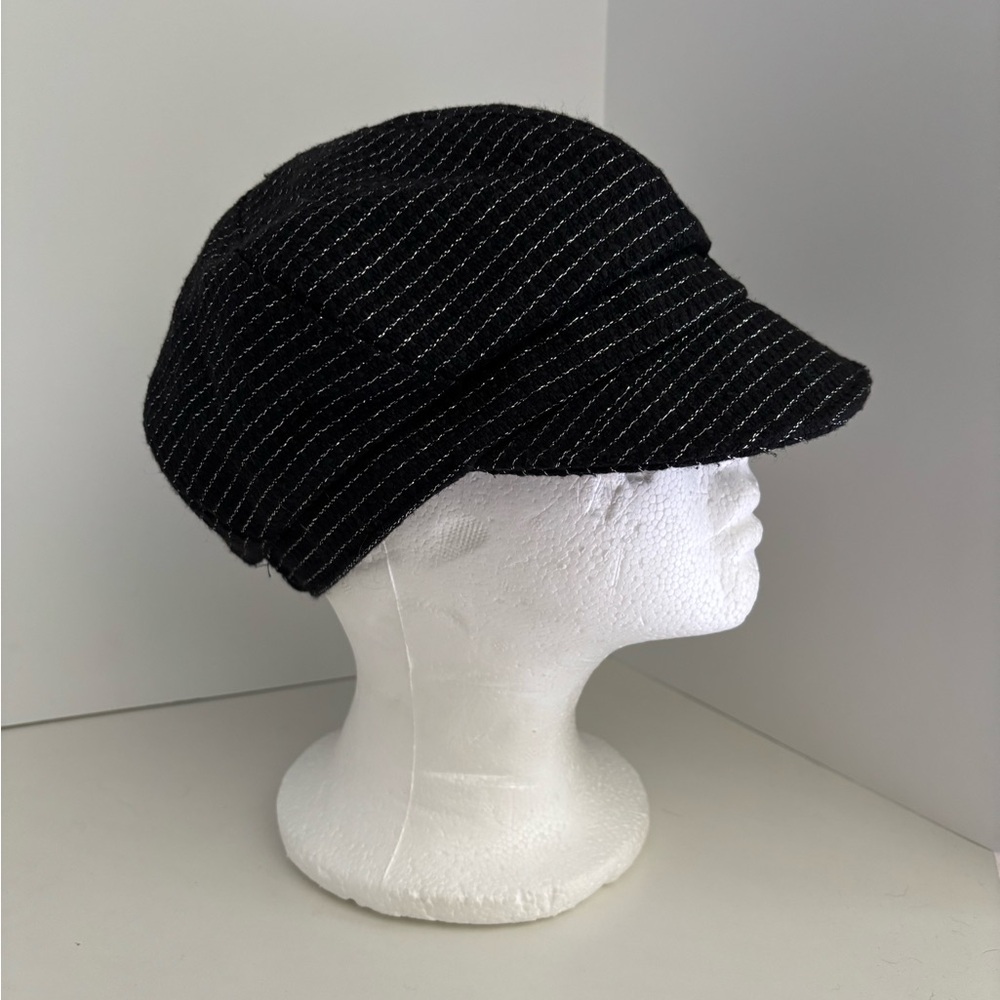 NWOT August Black & Silver Striped Cadet Cap